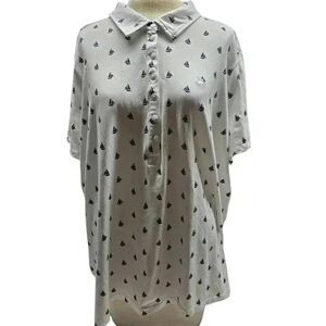 Gloria Vanderbilt Nautical Theme Sailboats Women's Annie Style Polo 3X